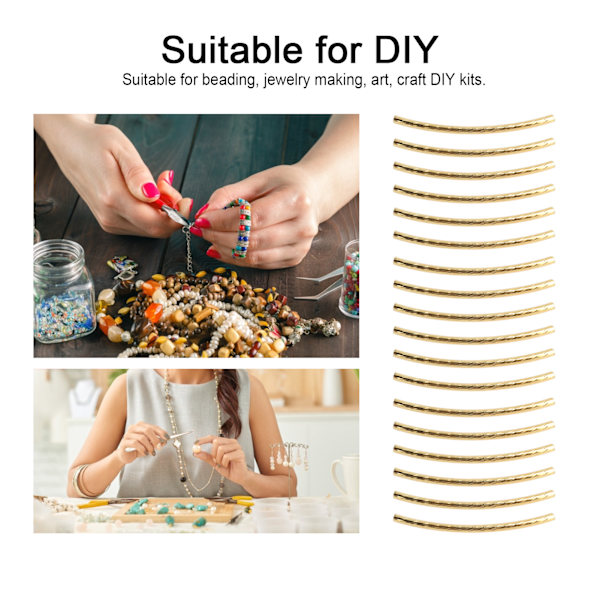 200 st krökta nudlar rör distanspärlor långa smidiga twist DIY smycken gör tillbehör Gold