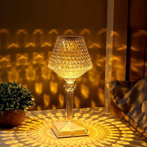 Vinglas kristalldiamant uppladdningsbar bordslampa touch-ljus