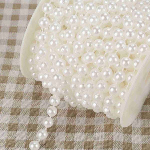 10m/rull Sliping Pearl Wire Beads Garland String DIY Bryllupsdekorasjon 8mm white