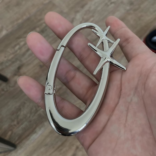 Starlight Y2K Metall Karbinhake Set: Tungt Glänsande Bältesögla Tillbehör Bälte & Stjärna Silver Matt Krom Nyckelring - Trendig Gåva för Y2K En Silver