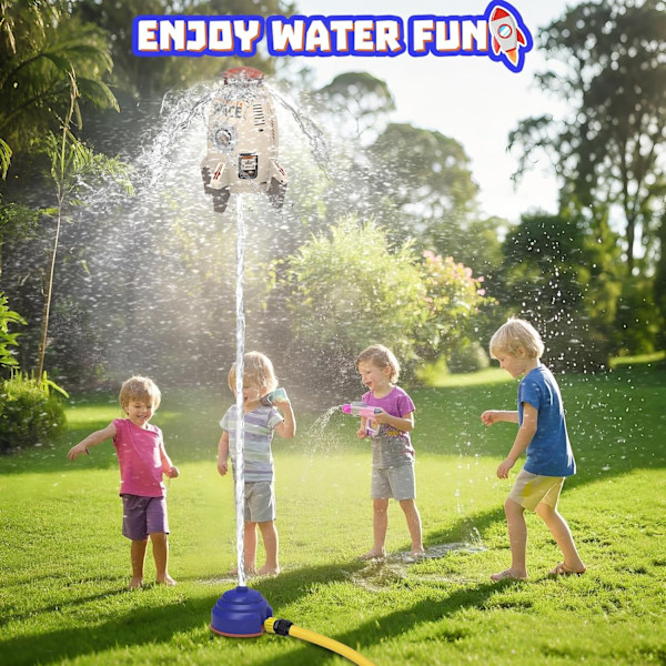 Sprinkler Raket Launcher Legetøj til Børn - Udendørs Vandlegetøj Vandstænk Raket, Sommerhave Plæner Vandlegetøj Spray 360-Graders Ro White rocket 25.40 x 12.70 x 12.70 cm