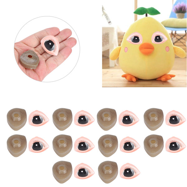 10 Set Dockögon Plast Triangulära 3-dimensionella Ögonfransar Cartoon Ögonglob Leksakstillbehör 20x24mm