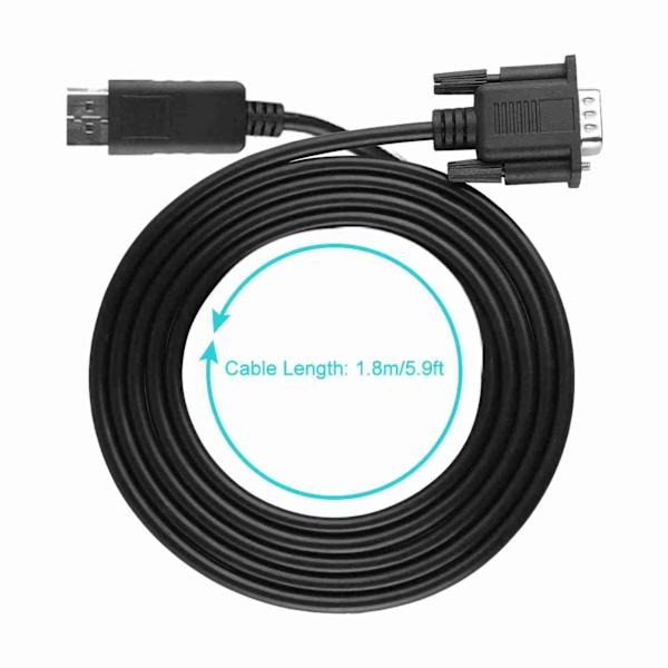 1,8 m HD 1080P DisplayPort till VGA-kabelkonverteradapter för PC-bärbar dator