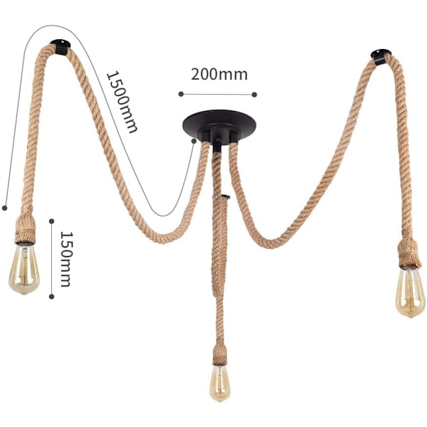 Industriell Pendellampa Justerbar Lampa Kronljuskrona (3 huvuden)