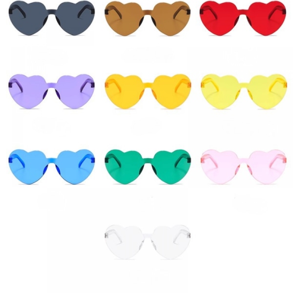 Hjärtformade båglösa solglasögon Candy Color Tonade glasögon Bachelorette Party Favors Photo Booth Rekvisita（grön）