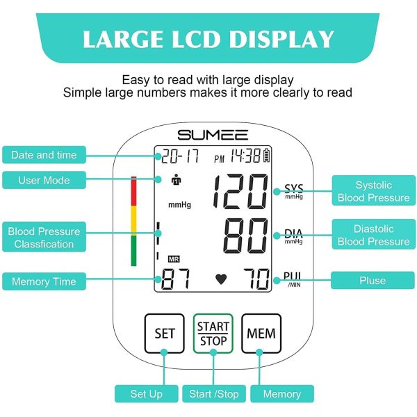 Håndleddsblodtrykksmåler, nøyaktig automatisk digital BP-maskin, med uregelmessig hjerterytmedetekter, 198 avlesninger minnefunksjon og stor LCD-skjerm
