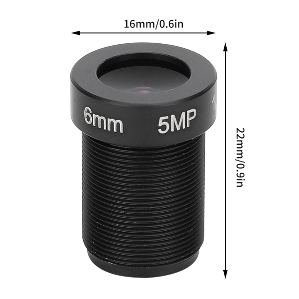 5 MP kameralinse High Definition 6 mm fast brændpunkt 1/2,5 billedformat M12-monteringer Overvågning