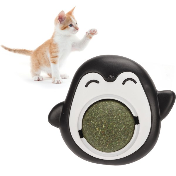 Catnip Wall Ball Roterbar Tænder Cleaning Interactive Cute Adhesive Cat Licking Ball til indendørs sort