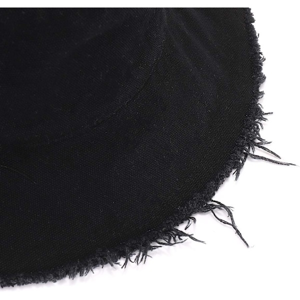 Solhattar för kvinnor Sommar Casual Bred Brätte Bomull Bucket Hat Strand Semester Resa Tillbehör Black