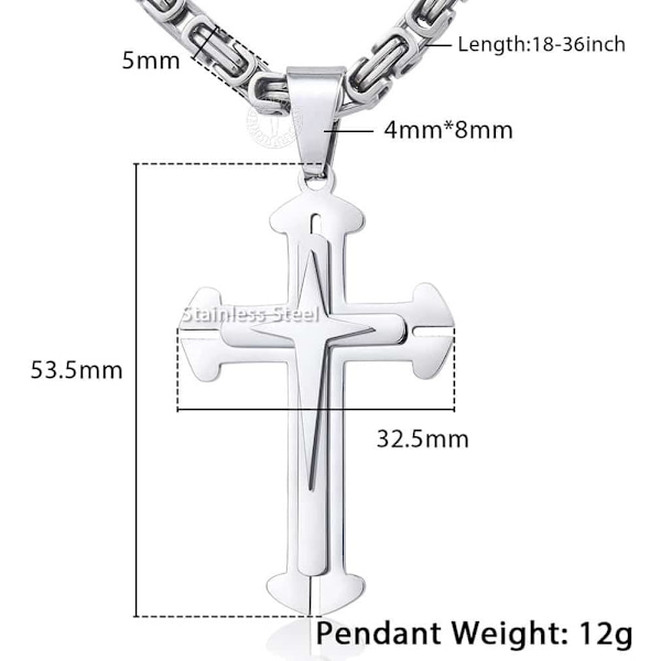 Ristiriipus Kaulakoru Miehille Pojille Ruostumaton Teräs Kulta Hopea Bysantti Ketju 22 24 26 28 30 Tuumaa 24inch Silver Tone