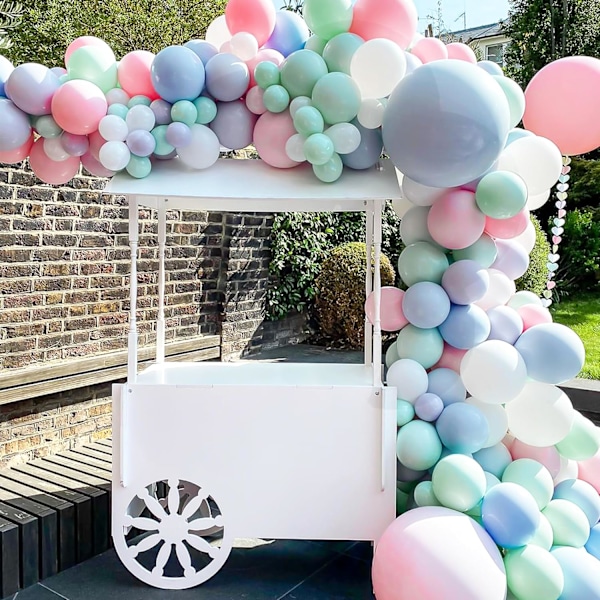 129stk Mintgrønne Ballonger Ulike Størrelser 18 12 10 5 Tommer Makani Blå Ballongbue Girlandersett, Pastell Mintgrønne Ballonger Til Bursdag Baby Shower Makani Blue