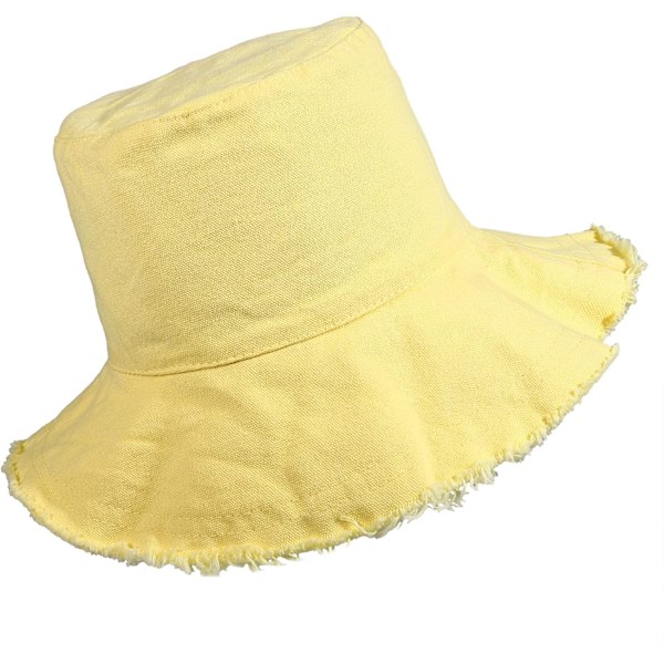 Solhattar för kvinnor Sommar Casual Bred Brätte Bomull Bucket Hat Strand Semester Resa Tillbehör Yellow