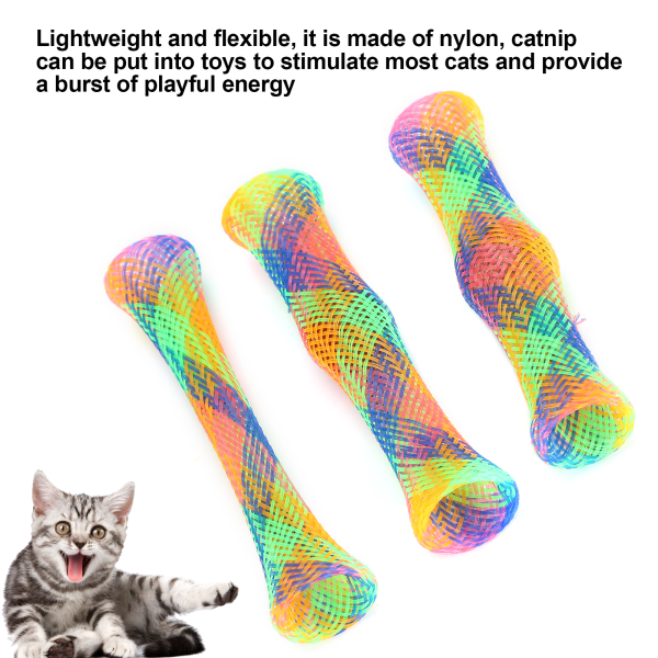 3 stk. kattefjederformet rørlegetøj, farverigt hoppende interaktivt legetøj med klokke og katteurt