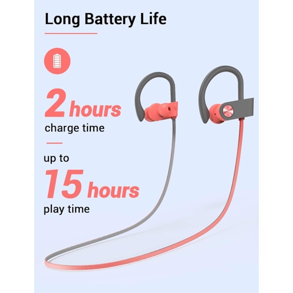 Bluetooth-hovedtelefoner, trådløse sports-øretelefoner IPX7 vandtætte med mikrofon, stereo-svedsikre in-ear-øretelefoner, støjreducerende headsets til fitnessløb PinkGrey