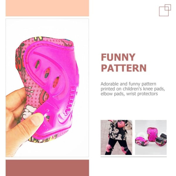 6 st barn knäskydd justerbar set för flickor pojkar 3-15 år inline skridskor cykel skateboard scooter-rosa, S