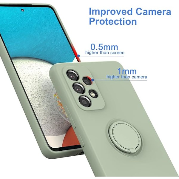 Designet for Samsung Galaxy A53 5G Deksel, Galaxy A53 5G Silikondeksel med Ringholder Stativ [Mykt Anti-ripe Mikrofiberfôr