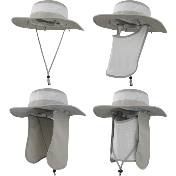 Utomhus solhatt UPF 50 skydd Vattentät fiskehatt Ansiktsmask Sommar nackskydd hatt Light Gray
