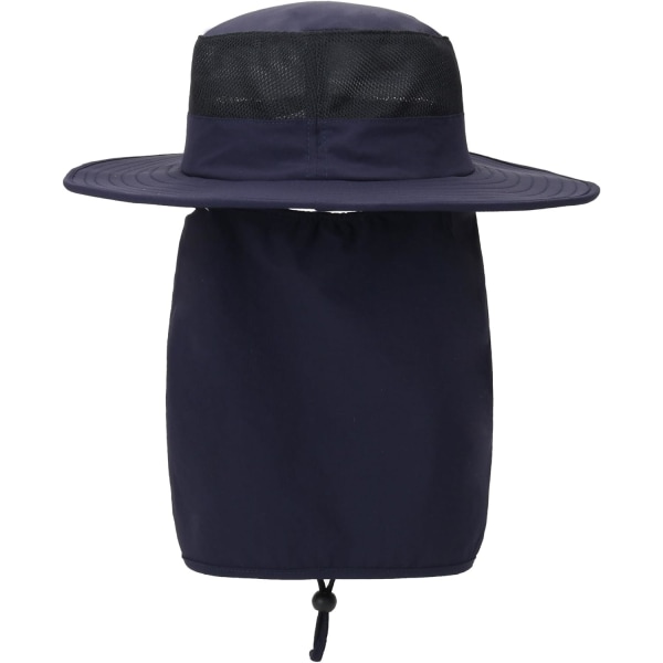 Utomhus solhatt UPF 50 skydd vattentät fiskehatt ansiktsöverdrag sommar nackskydd hatt Navy Blue
