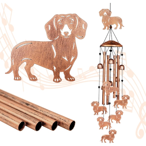 Kuvindklokker for Uteområder, Metallvindklokker Utendørs, Kugaver til Kvinner/Menn, Minnegaver/Bursdagsgaver, Hagedekorasjon for Uteområder Dachshund