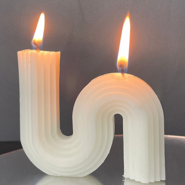 Geometri Estetisk Ljus Form, Sojavax Doftljus Konst Dekorativt Handgjorda för bröllop Jul Födelsedagspresent（vit）