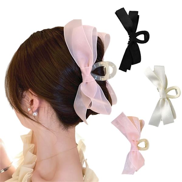 Hårklemme for kvinner og jenter, 2 stk. Kjærlighet Stor sklisikker Sterk Metall Sommerfugl Hårklemmer Glitrende Hold Hårklemme Hair Bow 3Pcs