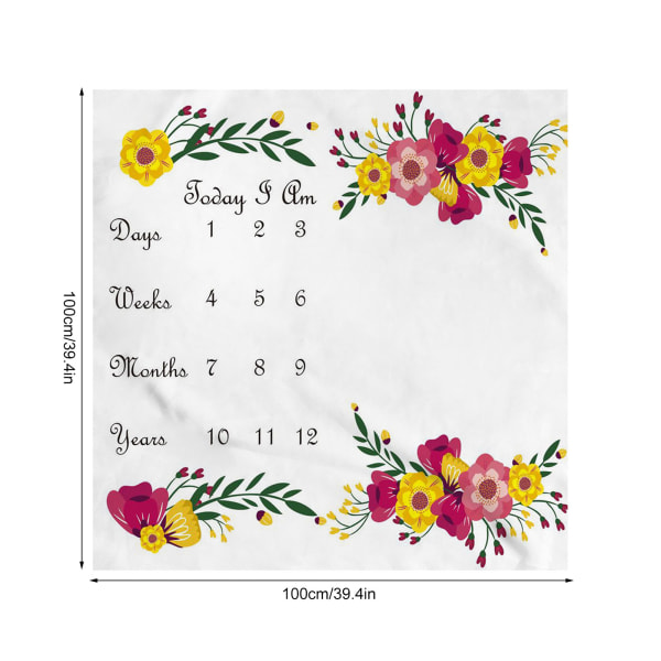 Baby Monthly Milestone Blanket Innovative Fun Floral Print Newborn Photo Background Cloth for Photo Props