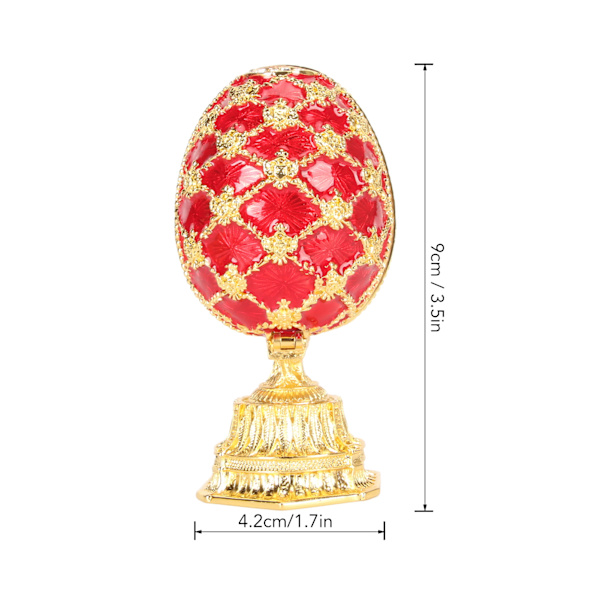 Håndmalet emaljeret Fabergé-stil dekorativ hængslet smykkeskrin til boligindretning Red