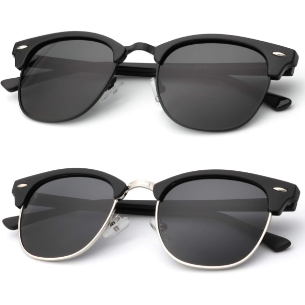 Polarisoidut aurinkolasit miehille ja naisille puolireunattomat kehykset ajolasit UV-suoja Glossy Black & Black