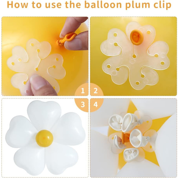155 stk. Daisy ballonbue guirlande sæt Macaron Pink Yellow Retro Orange White Heart Balloner med Plum Clip Daisy formet blomst til to Groovy fest D