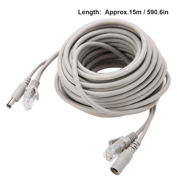 5M/10M/15M/20M RJ45+DC Ethernet CCTV-kabel til IP-kameraer NVR-system 10Mbps100Mbps (15M) Type 4