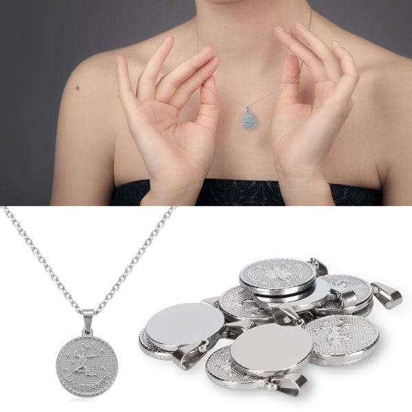 12 st Zodiac hänge tillbehör rostfritt stål set handgjorda halsband smycken för DIY Craft