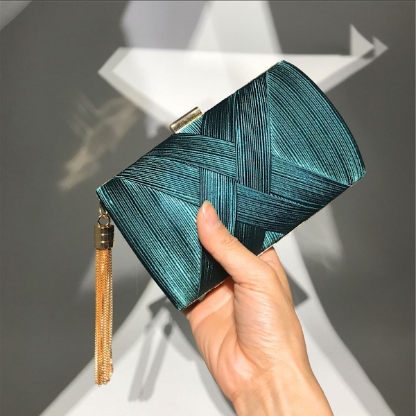 Kvinners Aften Clutch Vesker Silke Sateng Fest Håndvesker Brud Bryllup Punger med Dusken Pendan