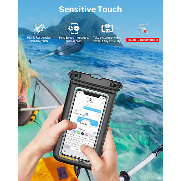 Vattentätt Telefonfodral, Vattentätt Mobilfodral för Simning Vattentät Väska Undervattens med Snodd för Snorkling Båtliv Fiske Regn