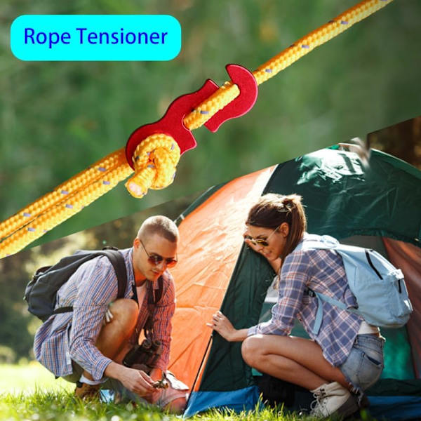 27 stk. bardunstrammere i aluminiumslegering - Paracord rebstrammere til camping og udendørs brug Red