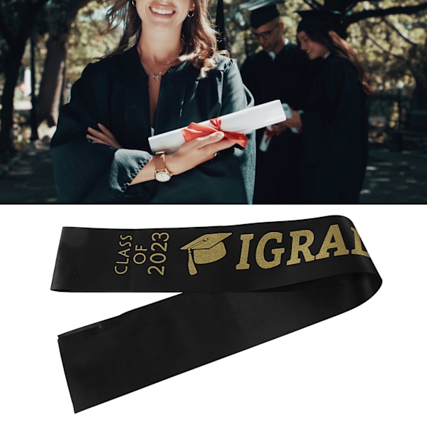 10 stk. Graduation Sash Class of 2023 Stole med guldglitterbogstav I Graduated til fest
