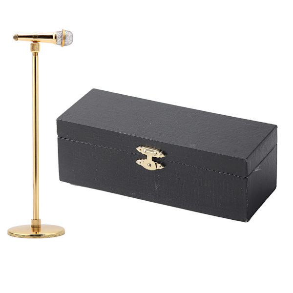 Kobber Gullbelagt Mikrofon Modell Mikrofon Håndverk Ornamenter Musikinstrument Modell 20-29cm
