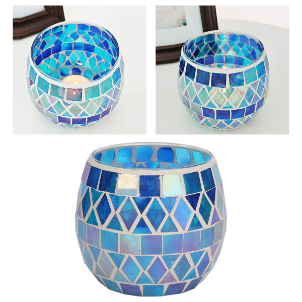 Purppura sininen mosaiikki lasikynttilänjalka Romanttinen tee-se-itse tuoksuva kynttiläkuppi teevalojalusta olohuoneeseen