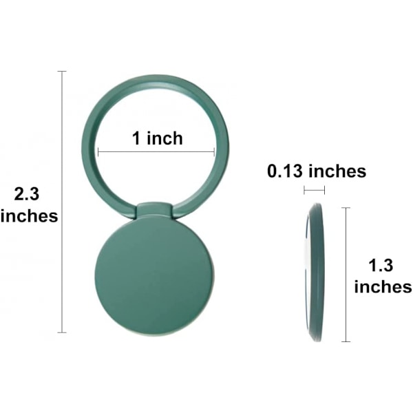 Mobiltelefon Ringhållare för Hand, Magnetisk Telefonringgrepp för Finger eller Skal (Skogsgrön × 2)