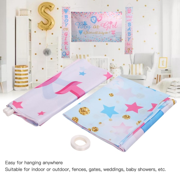 Køn afsløring banner rustik stil letvægts polyester sikker lugtfri baby shower foto banner til indendørs udendørs