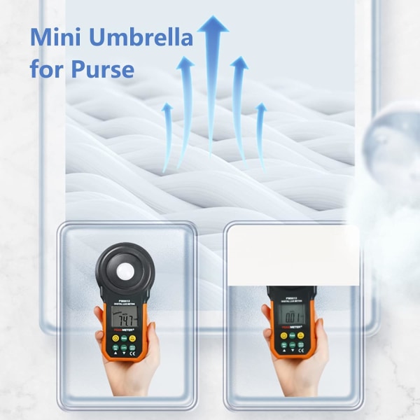 Miniparaply för handväska, bärbar och kompakt, perfekt för regn och sol med UV-skydd White