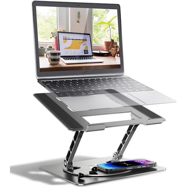 360° Roterande Laptopställ med Justerbar Höjd, Kraftig & Portabel Design, Passar De Flesta 17-Tums Bärbara Datorer, för Hem- & Kontorsbruk grey