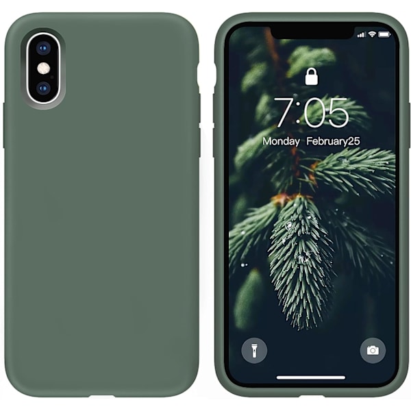 Deksel til iPhone XS, flytende silikon gel gummi telefondeksel, iPhone XS 5.8 tommer støtsikkert fullkropps slankt mykt mikrofiberfôr P
