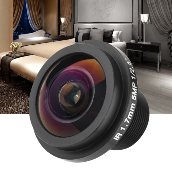 5MP HD Fisheye-sikkerhedskameraobjektiv 1,7 mm brændvidde 185°CCTV-objektiv til Fisheye-sikkerhedskamera