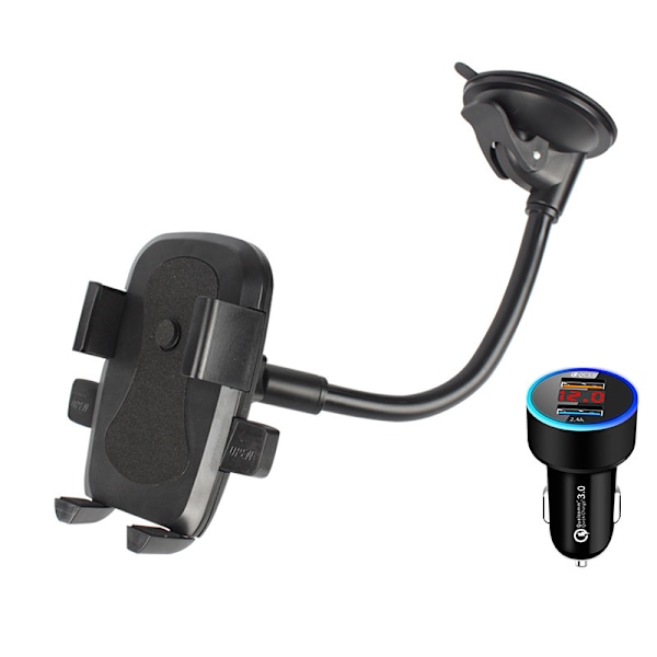 Mobilholder for bil, telefonholder med lang arm, dashbord, frontrute, sterk sugekopp, anti-rist stabilisator