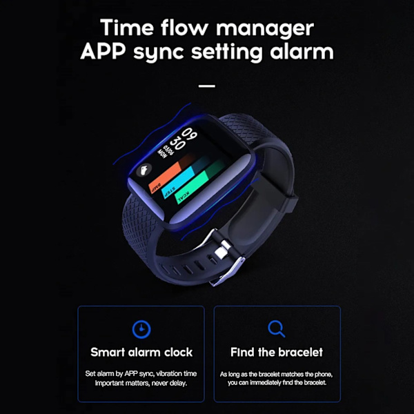 116 Plus Smart Watch 1,3 tums TFT färgskärm IP67 Vattentät Sport Smart Watch med Bluetooth meddelandepåminnelse Blue