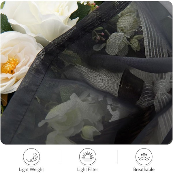 2-lagers Vattentäta Skira Gardiner för Uteplats - Ljusfiltrerande Mesh-nätgardiner, 2 Paneler Vita 132B x 213L cm, Idealiska för Veranda black 54"W x 84"L (Pack of 2)