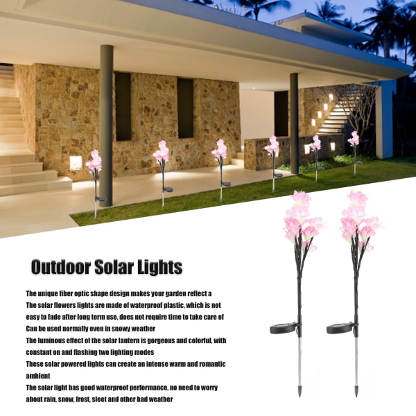 Vandtætte solcelleblomsterlys udendørs LED-solcellelys havedekorationslys til gårdhave Warm Light