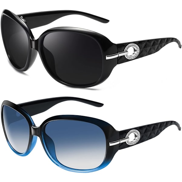 Jackie Solglasögon Överdimensionerade Nyanser för Kvinnor Trendiga Stora Rektangulära Solglasögon UV-skydd Solglasögon Black & Gradient Blue