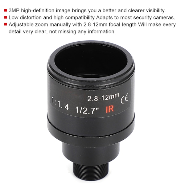 2,8-12 mm 3MP HD manuell zoom 1/2,7 M12-fäste CCTV-kortlins