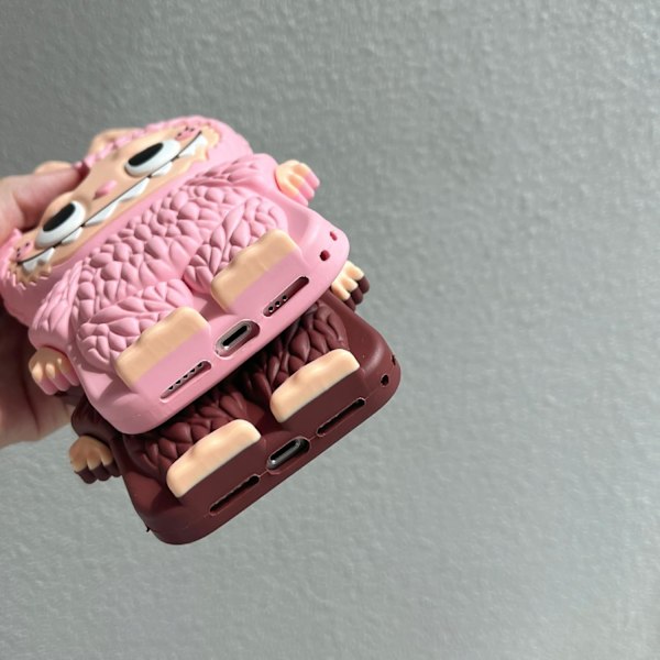 Labubu Söpö Sarjakuva iPhone 16 pro Kuori Kiristysnyörillä Varustettu Puhelinkuori Sopii Kaikkiin Malleihin TPU Silikageeli Naarmuuntumaton Iskunkestävä brown